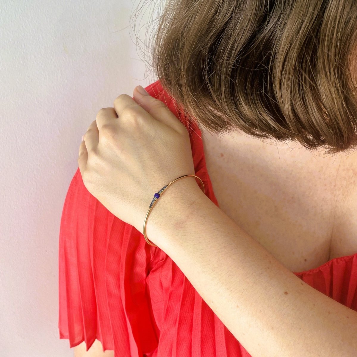 Bracelet jonc Pomellato "M’ama non M’ama" lapis - lazuli et saphirs - Castafiore