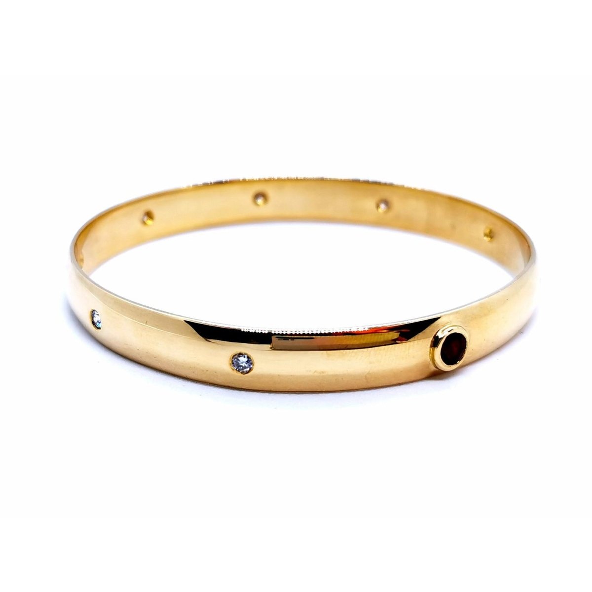 Bracelet Jonc rigide en or jaune et rubis - Castafiore