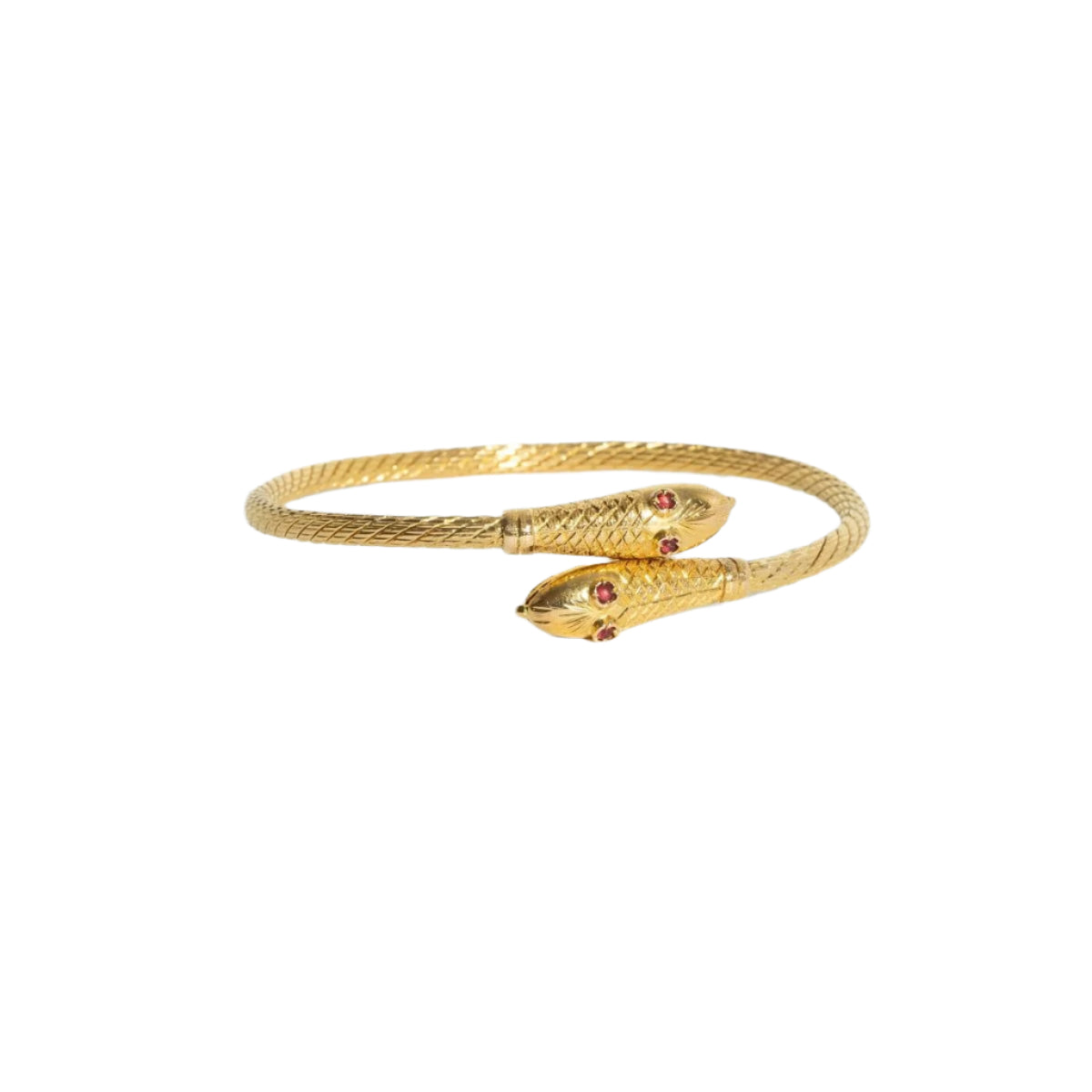 Bracelet Jonc Serpents en or jaune et pierres fines - Castafiore