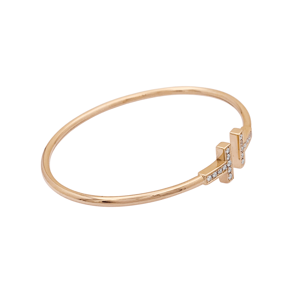 Bracelet Jonc TIFFANY & CO "Wire" en or rose et diamants - Castafiore