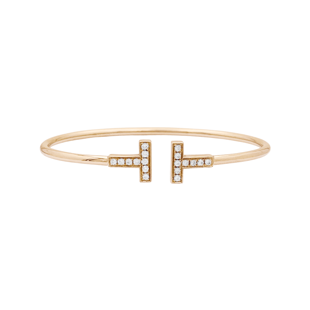 Bracelet Jonc TIFFANY & CO "Wire" en or rose et diamants - Castafiore