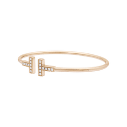 Bracelet Jonc TIFFANY & CO "Wire" en or rose et diamants - Castafiore