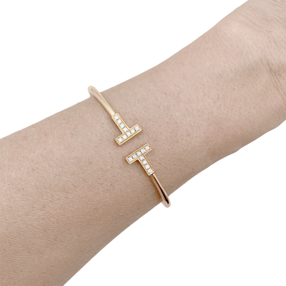 Bracelet Jonc TIFFANY & CO "Wire" en or rose et diamants - Castafiore