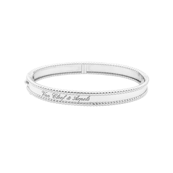 Bracelet Jonc VAN CLEEF & ARPELS "Perlée Signature" en or blanc et perles - Castafiore