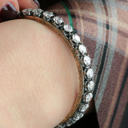 Bracelet jonc vintage or argent diamants 12 ct - Castafiore