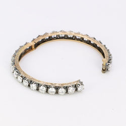 Bracelet jonc vintage or argent diamants 12 ct - Castafiore