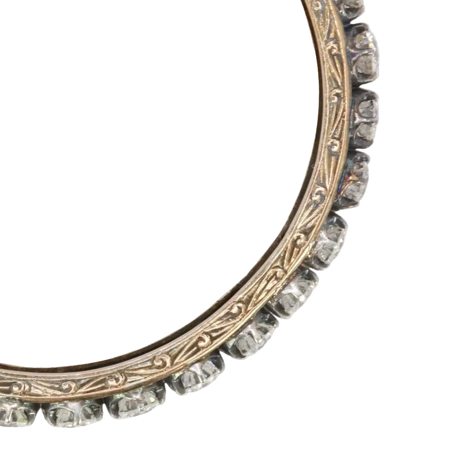 Bracelet jonc vintage or argent diamants 12 ct - Castafiore