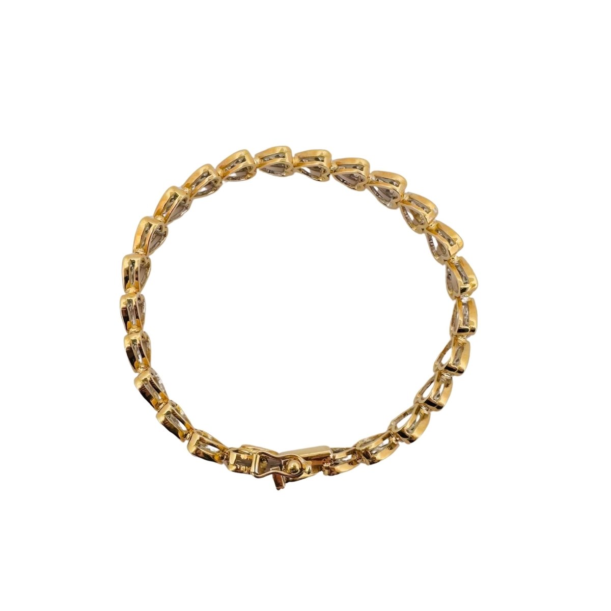 Bracelet Ligne Coeurs en or jaune et diamants - Castafiore