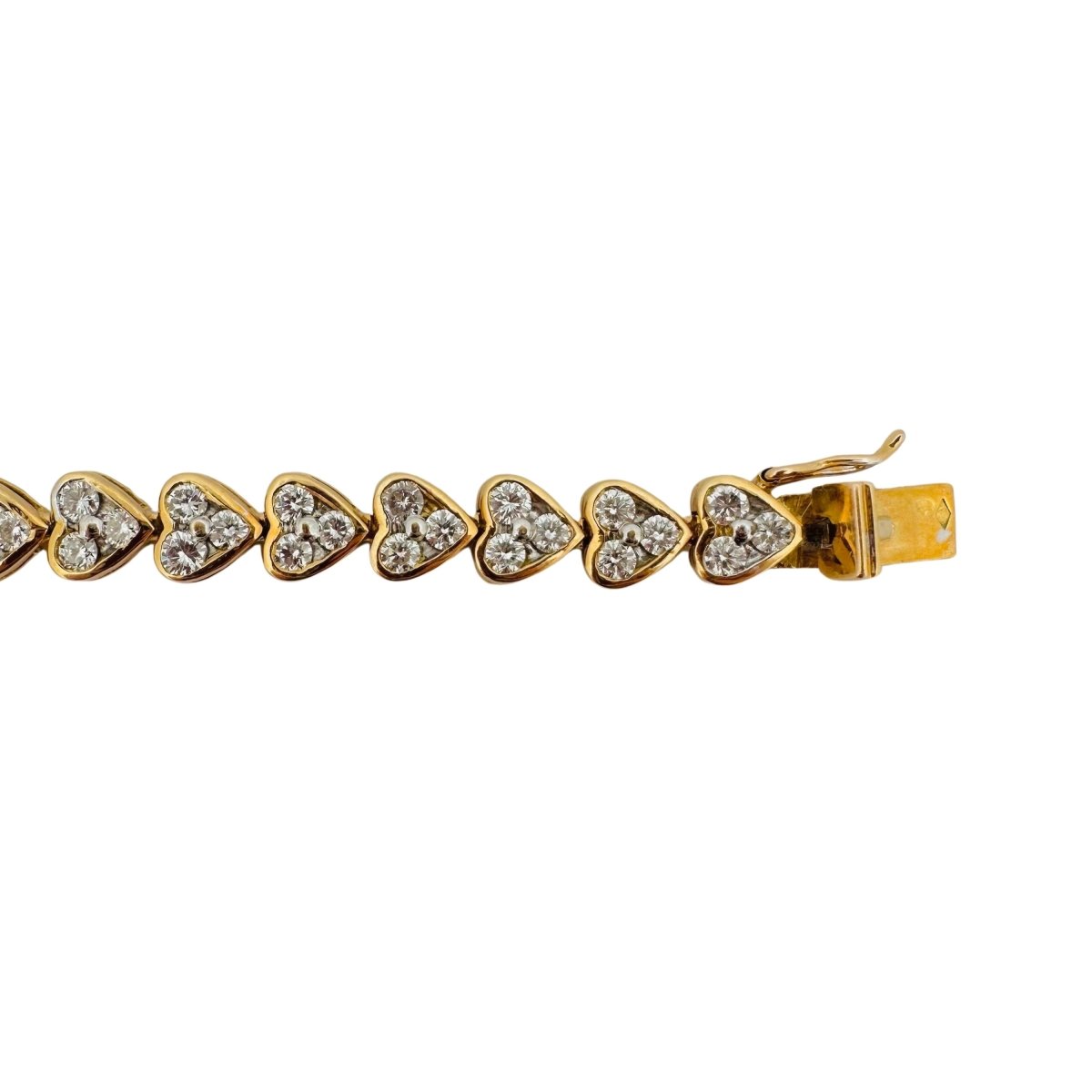 Bracelet Ligne Coeurs en or jaune et diamants - Castafiore