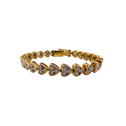 Bracelet Ligne Coeurs en or jaune et diamants - Castafiore