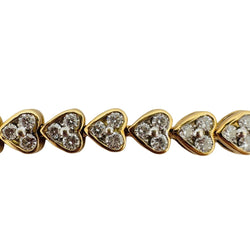 Bracelet Ligne Coeurs en or jaune et diamants - Castafiore