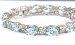 Bracelet Ligne en or blanc, aigue-marine et diamants - Castafiore