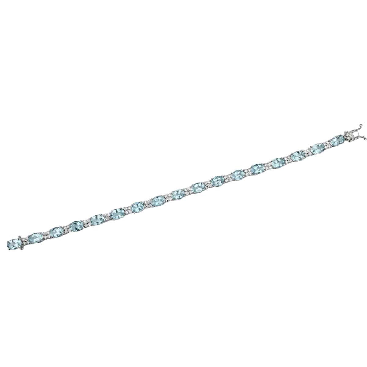 Bracelet Ligne en or blanc, aigue-marine et diamants - Castafiore