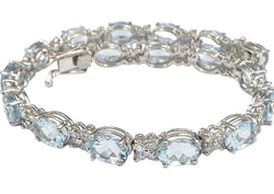 Bracelet Ligne en or blanc, aigue-marine et diamants - Castafiore