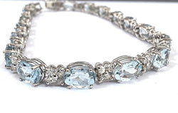 Bracelet Ligne en or blanc, aigue-marine et diamants - Castafiore