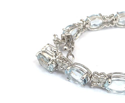 Bracelet Ligne en or blanc, aigue-marine et diamants - Castafiore
