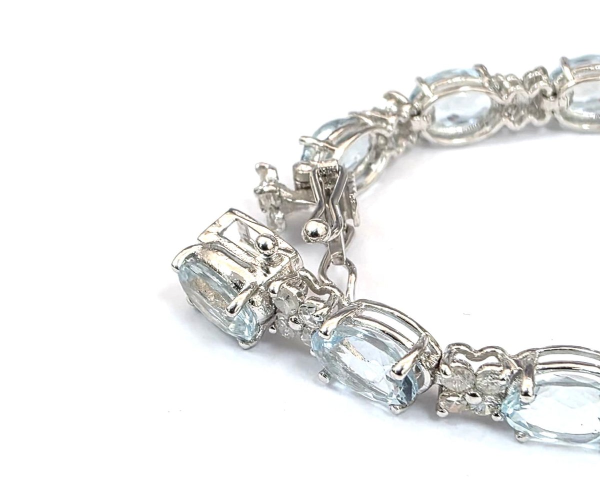 Bracelet Ligne en or blanc, aigue-marine et diamants - Castafiore