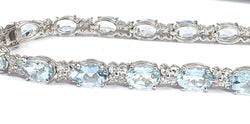 Bracelet Ligne en or blanc, aigue-marine et diamants - Castafiore