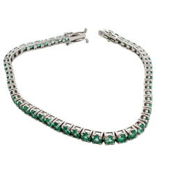 Bracelet Ligne en or blanc et émeraudes - Castafiore