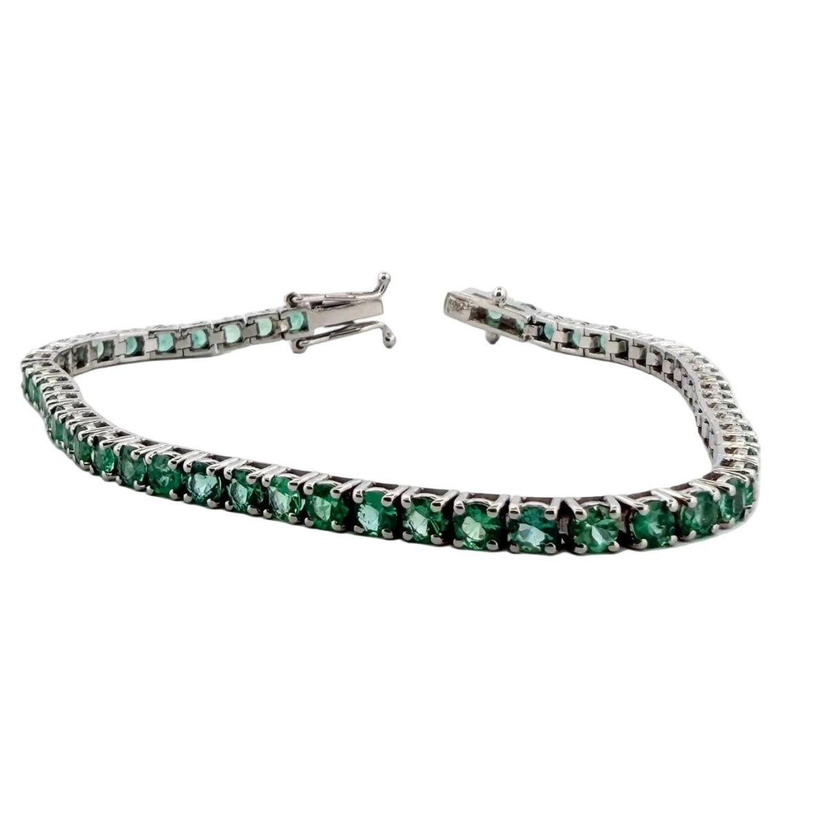 Bracelet Ligne en or blanc et émeraudes - Castafiore