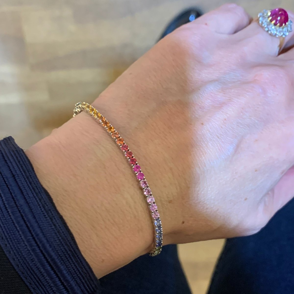 Bracelet Ligne en or blanc et saphirs - Castafiore