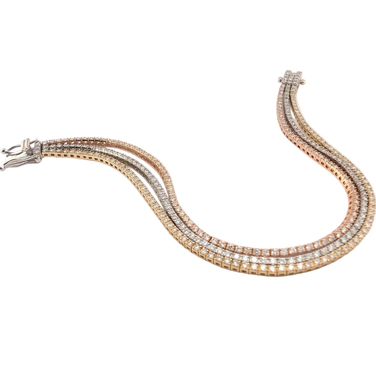 Bracelet Ligne en or blanc, or jaune, or rose et diamants - Castafiore