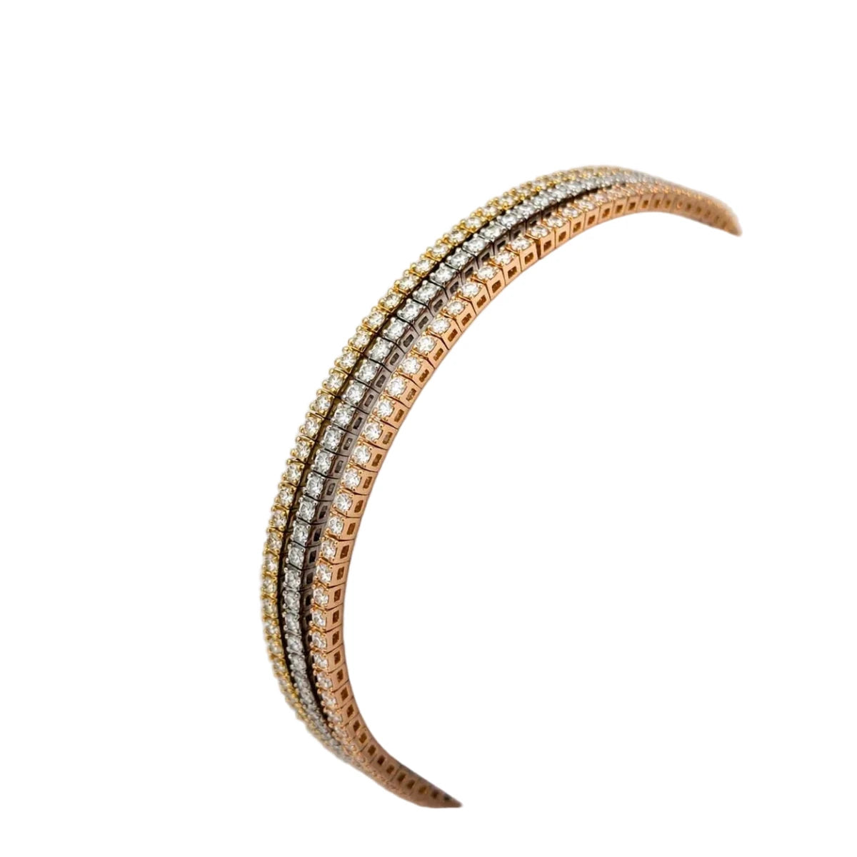 Bracelet Ligne en or blanc, or jaune, or rose et diamants - Castafiore