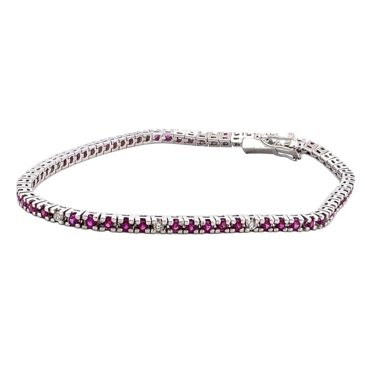 Bracelet Ligne en or blanc, rubis et diamants - Castafiore