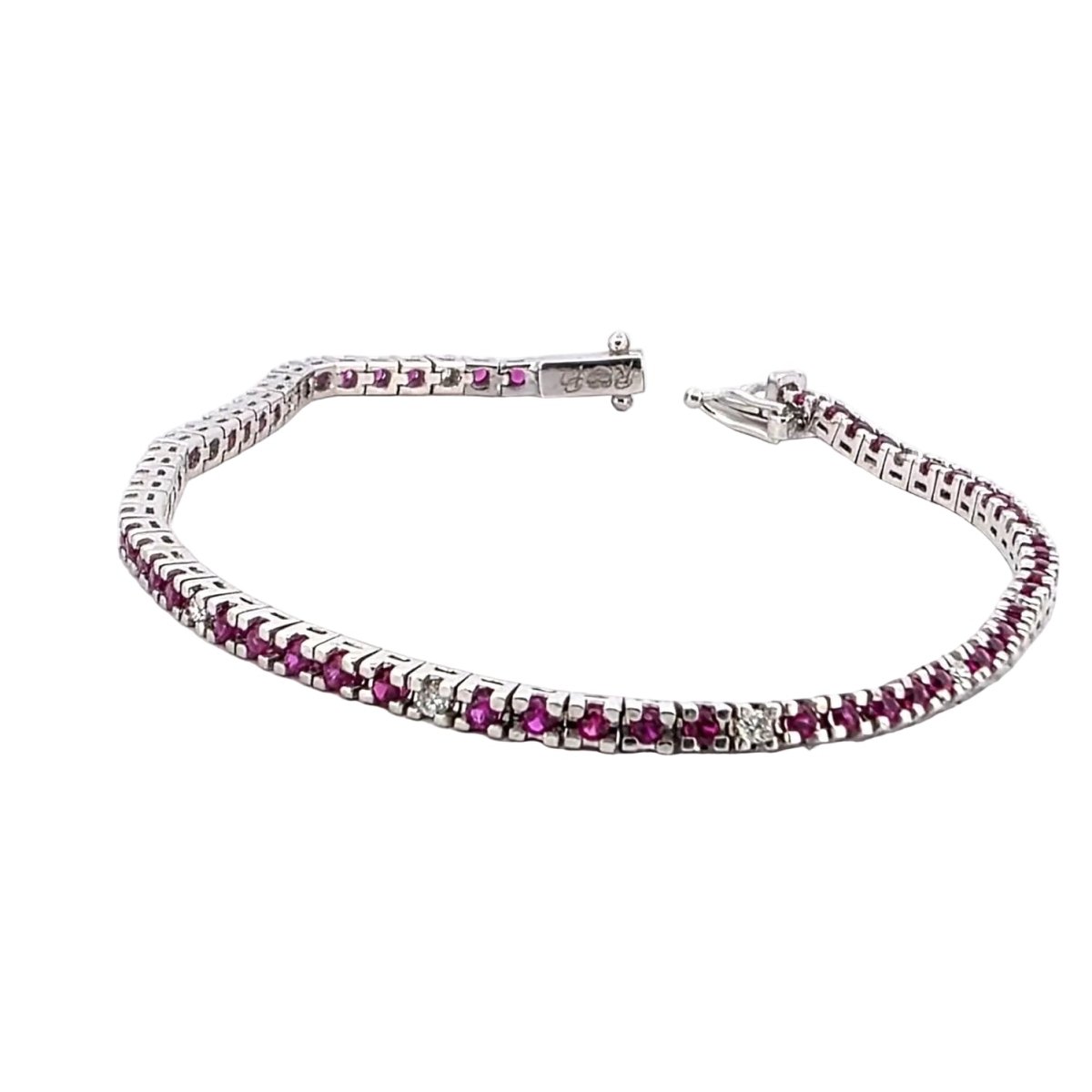 Bracelet Ligne en or blanc, rubis et diamants - Castafiore