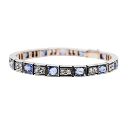 Bracelet Ligne en or jaune, argent et saphirs - Castafiore