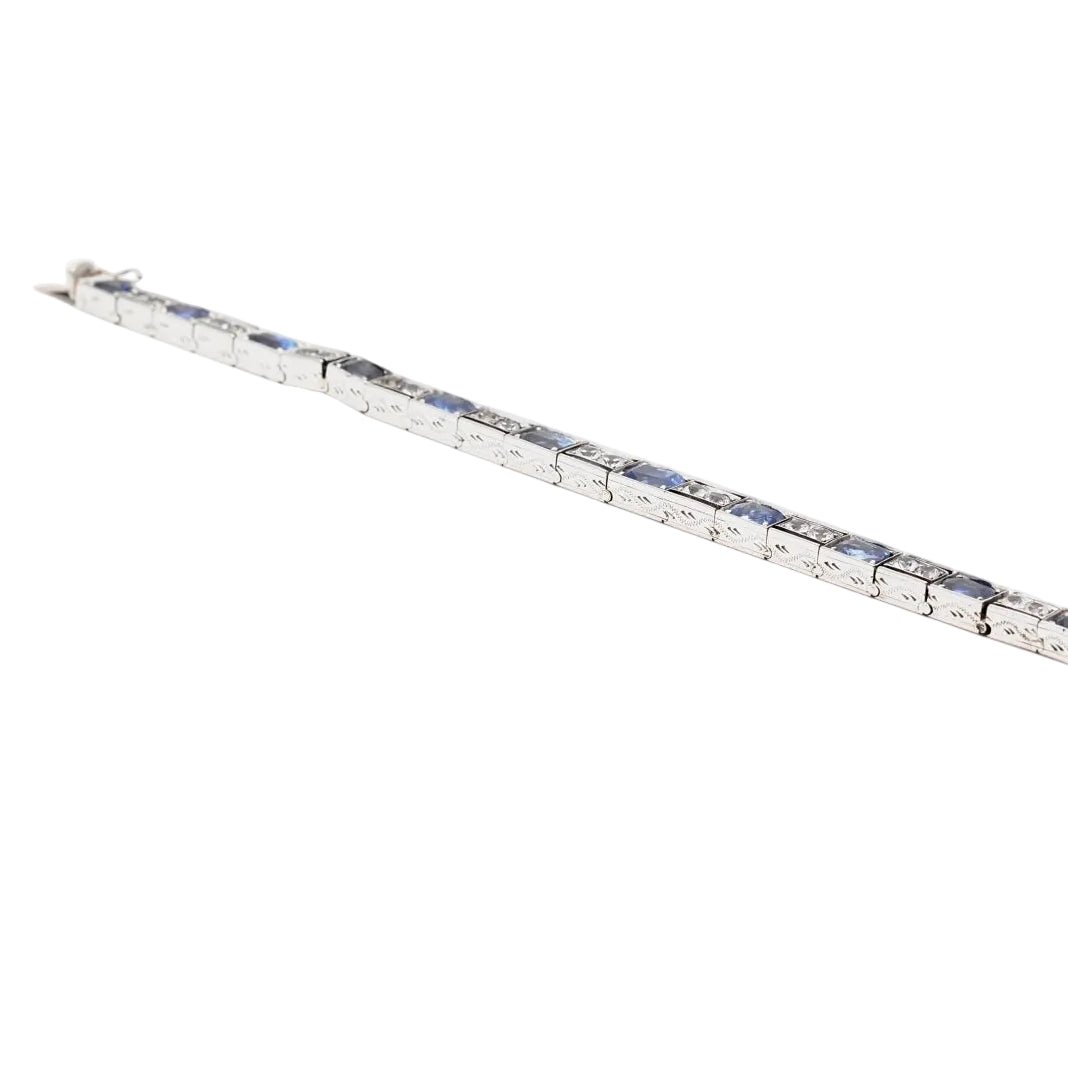 Bracelet Ligne en or jaune, argent et saphirs - Castafiore