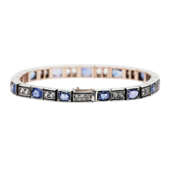 Bracelet Ligne en or jaune, argent et saphirs - Castafiore