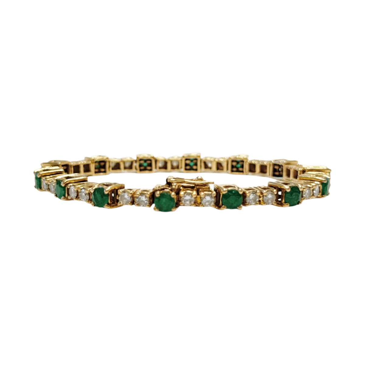 Bracelet Ligne en or jaune, émeraudes et diamants - Castafiore