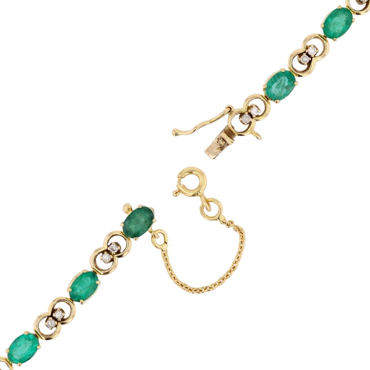 Bracelet Ligne en or jaune, émeraudes et diamants - Castafiore
