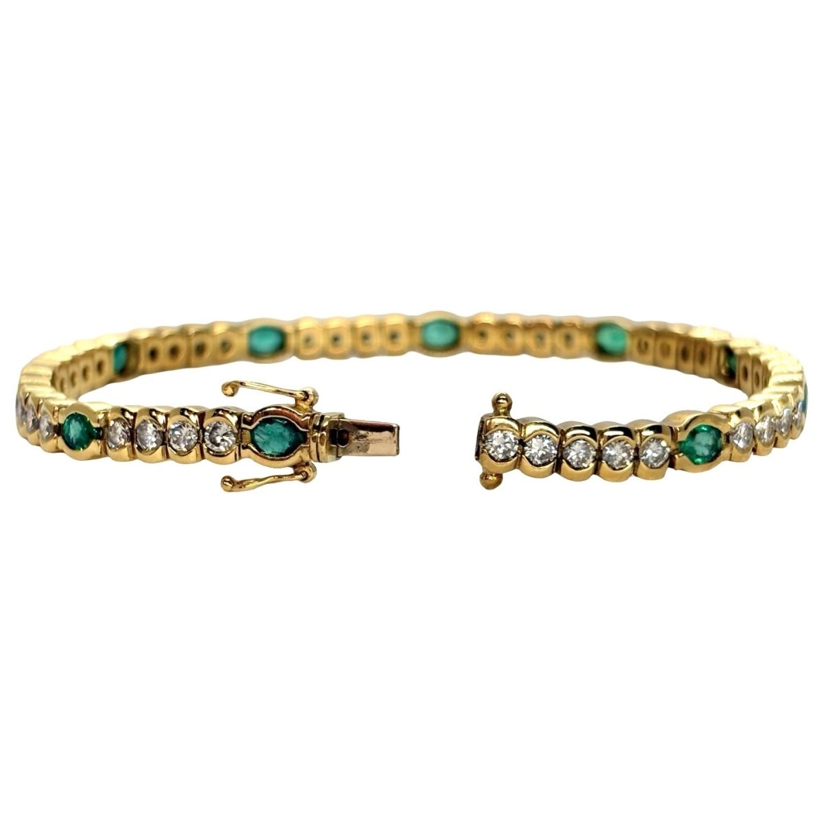 Bracelet Ligne en or jaune, émeraudes et diamants - Castafiore