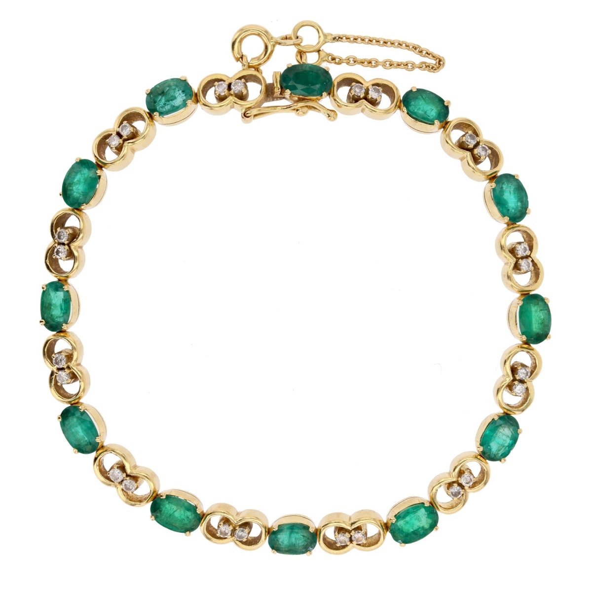 Bracelet Ligne en or jaune, émeraudes et diamants - Castafiore