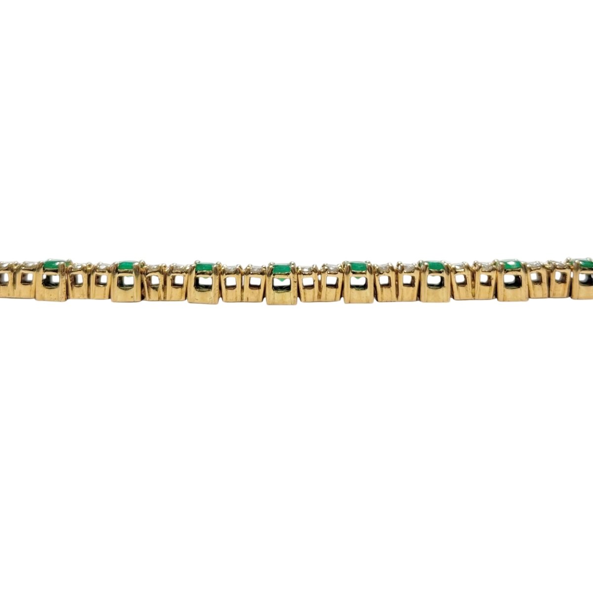 Bracelet Ligne en or jaune, émeraudes et diamants - Castafiore