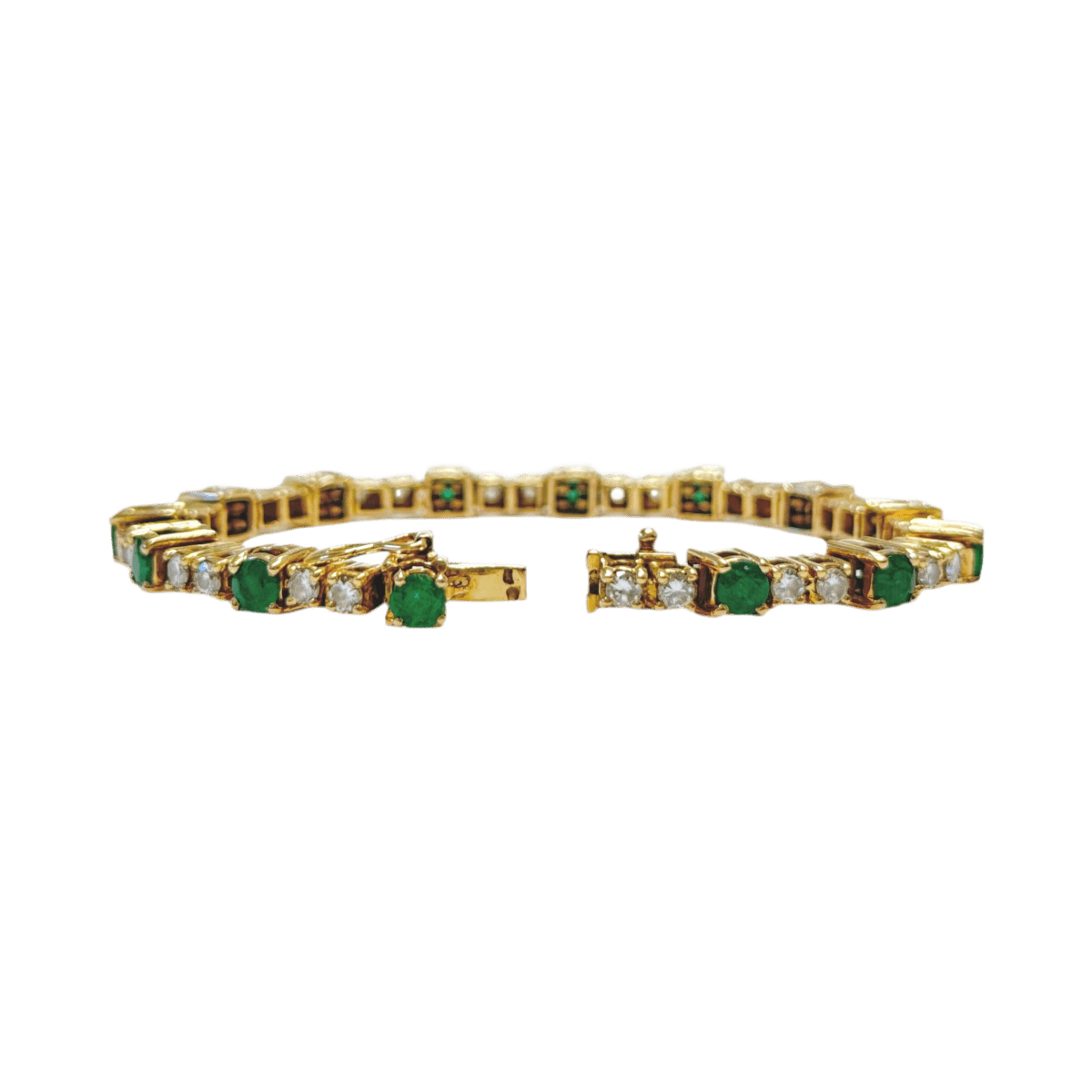 Bracelet Ligne en or jaune, émeraudes et diamants - Castafiore