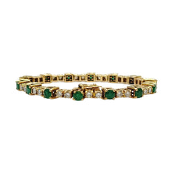 Bracelet Ligne en or jaune, émeraudes et diamants - Castafiore