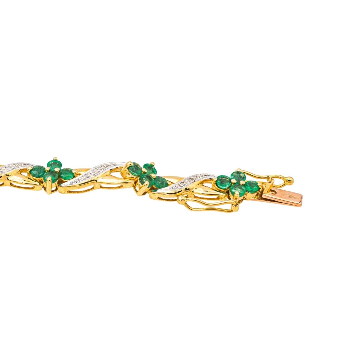 Bracelet Ligne en or jaune, or blanc, émeraudes et diamants - Castafiore