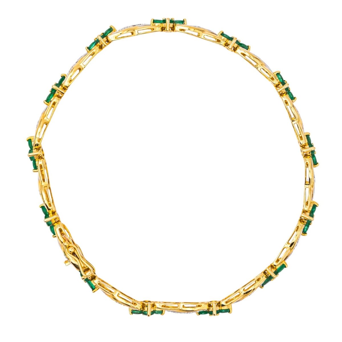 Bracelet Ligne en or jaune, or blanc, émeraudes et diamants - Castafiore