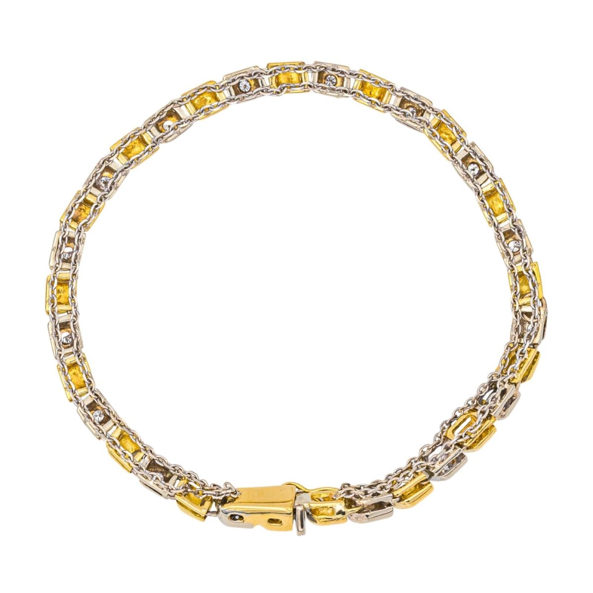 Bracelet Ligne en or jaune, or blanc et diamants - Castafiore