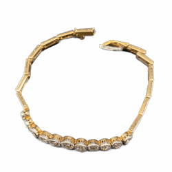 Bracelet Ligne en or jaune, platine et diamants - Castafiore