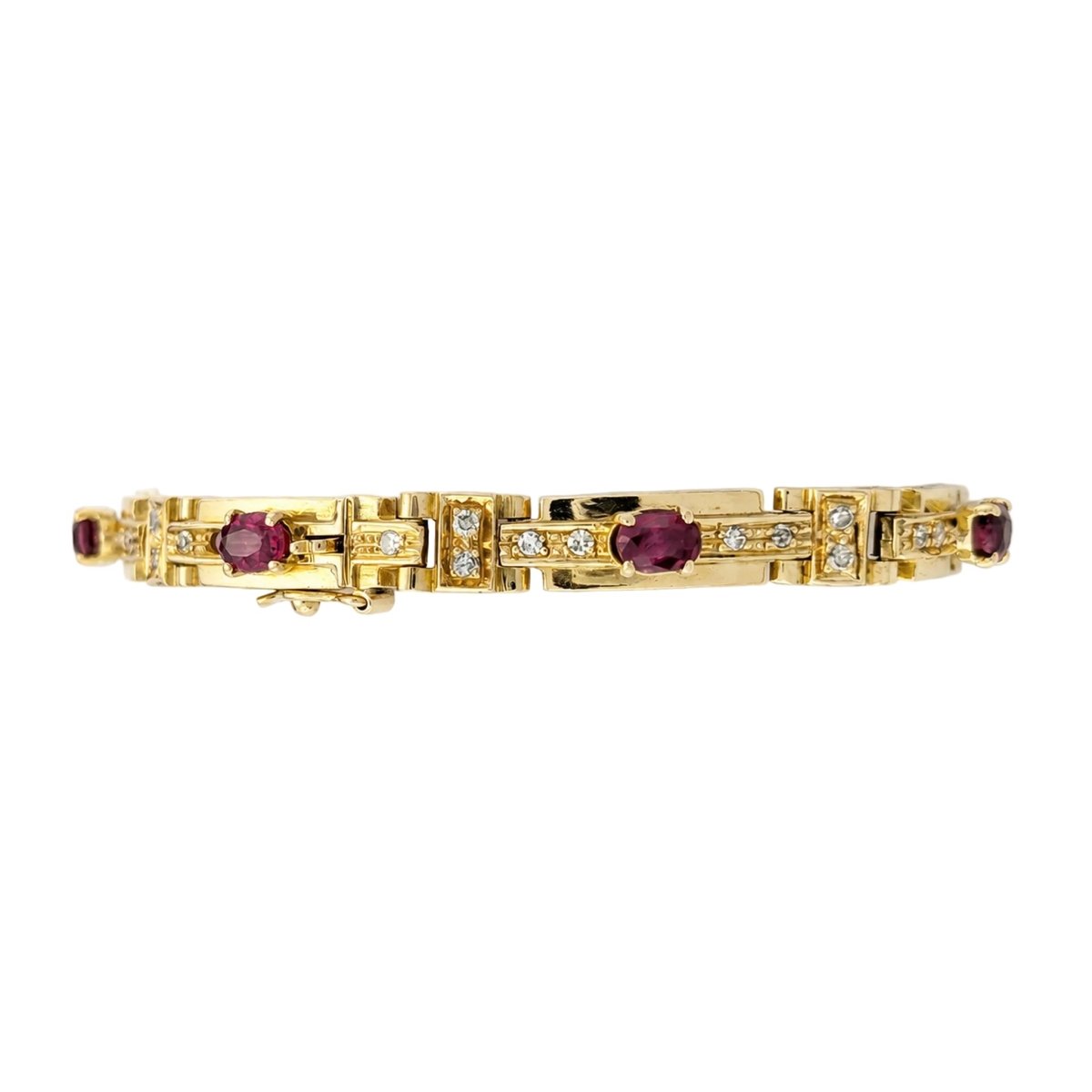 Bracelet Ligne en or jaune, rubis et diamants - Castafiore