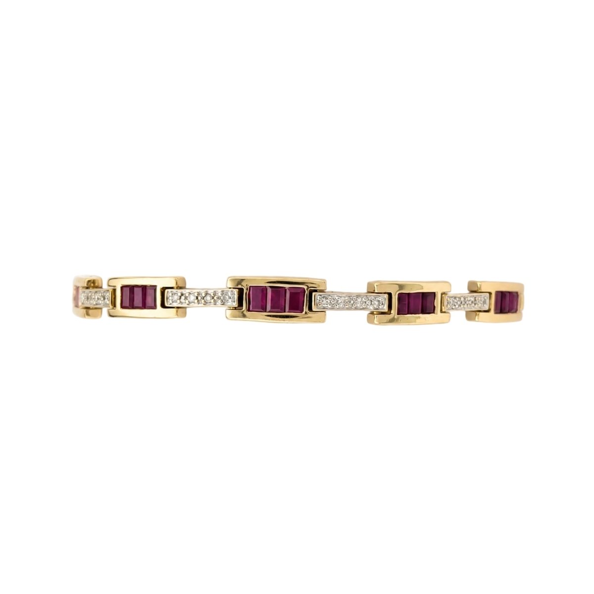 Bracelet Ligne en or jaune, rubis et diamants - Castafiore