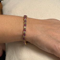 Bracelet Ligne en or jaune, rubis et diamants - Castafiore