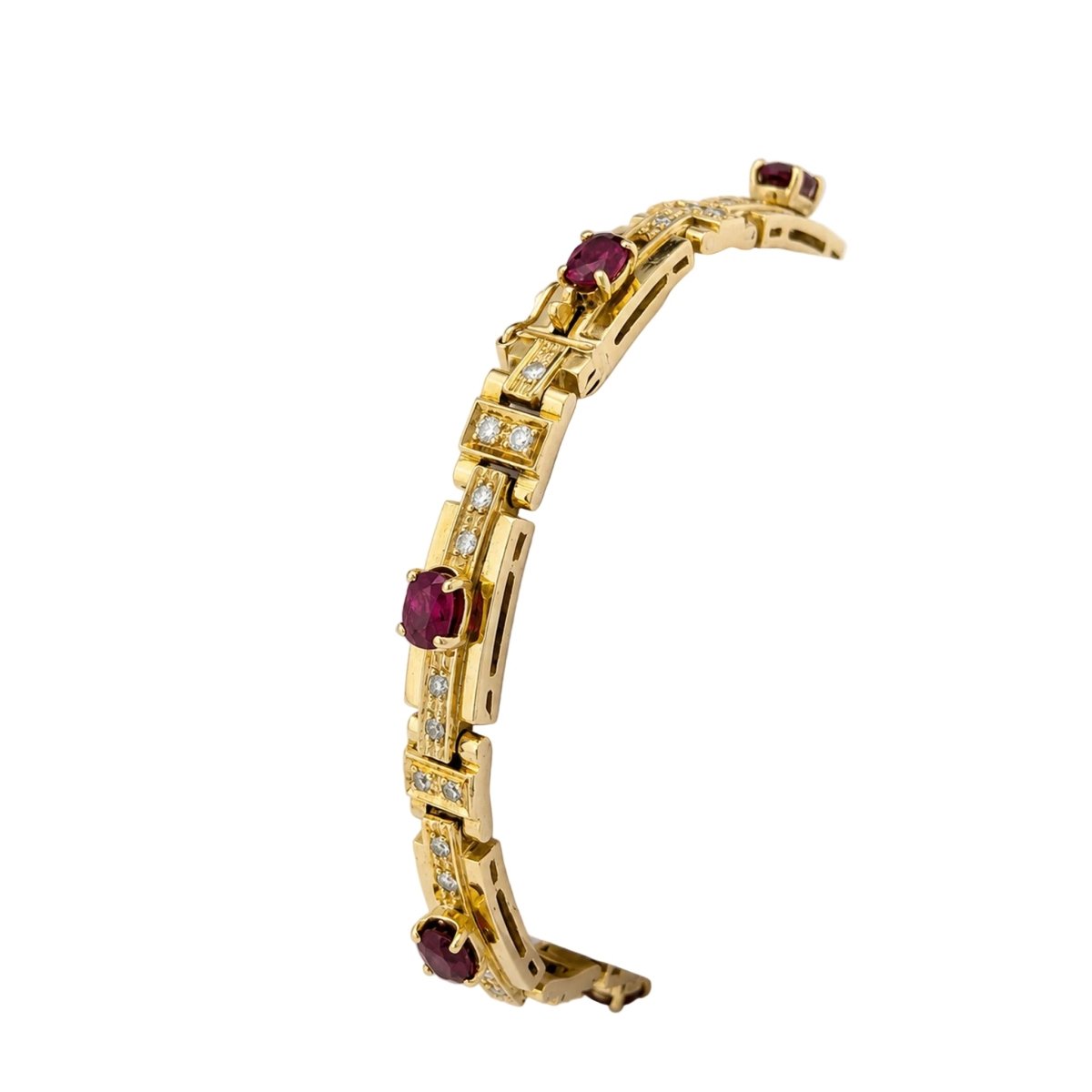 Bracelet Ligne en or jaune, rubis et diamants - Castafiore