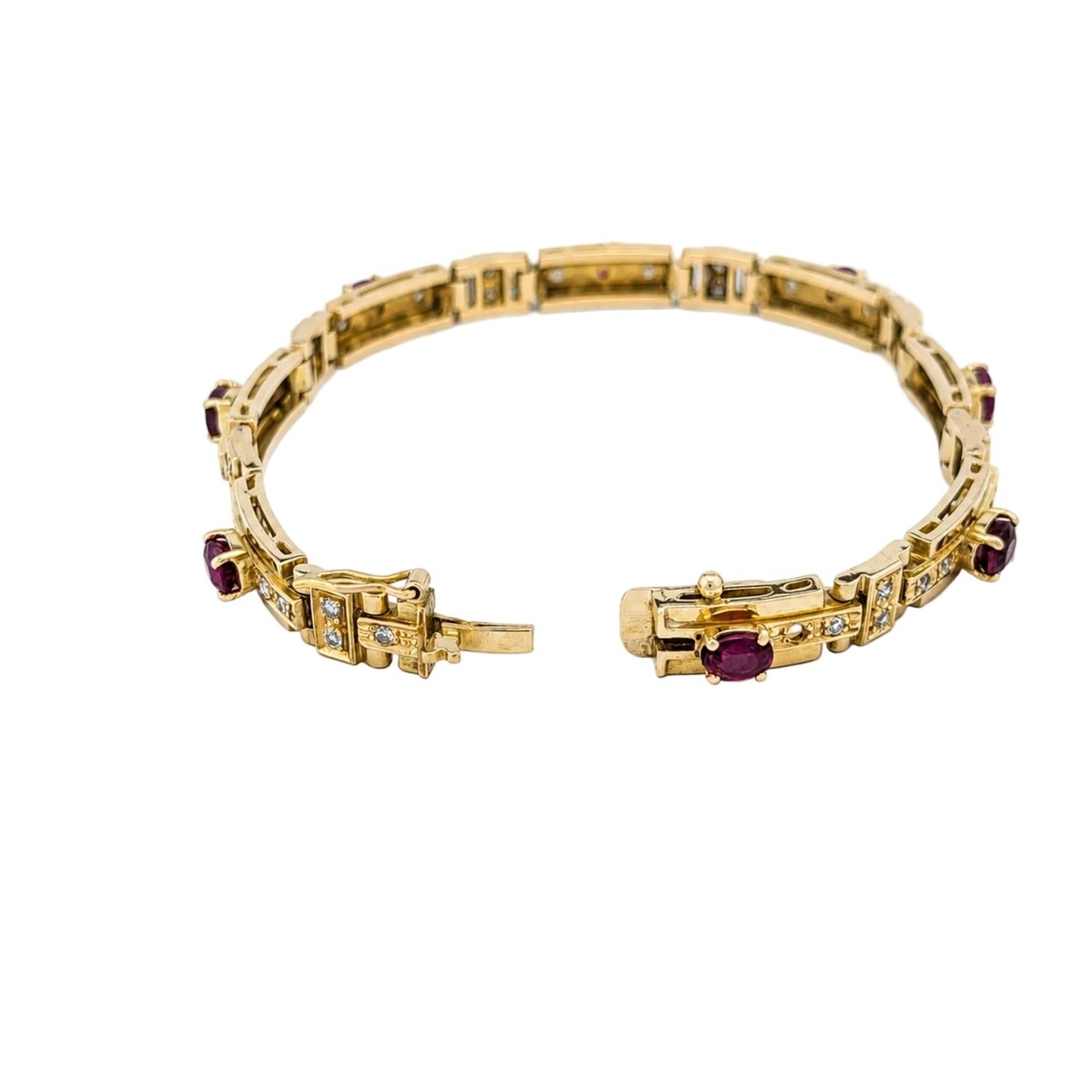 Bracelet Ligne en or jaune, rubis et diamants - Castafiore