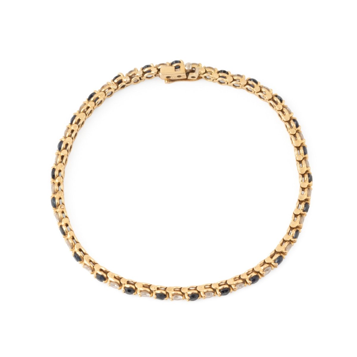 Bracelet Ligne en or jaune, saphirs et diamants - Castafiore
