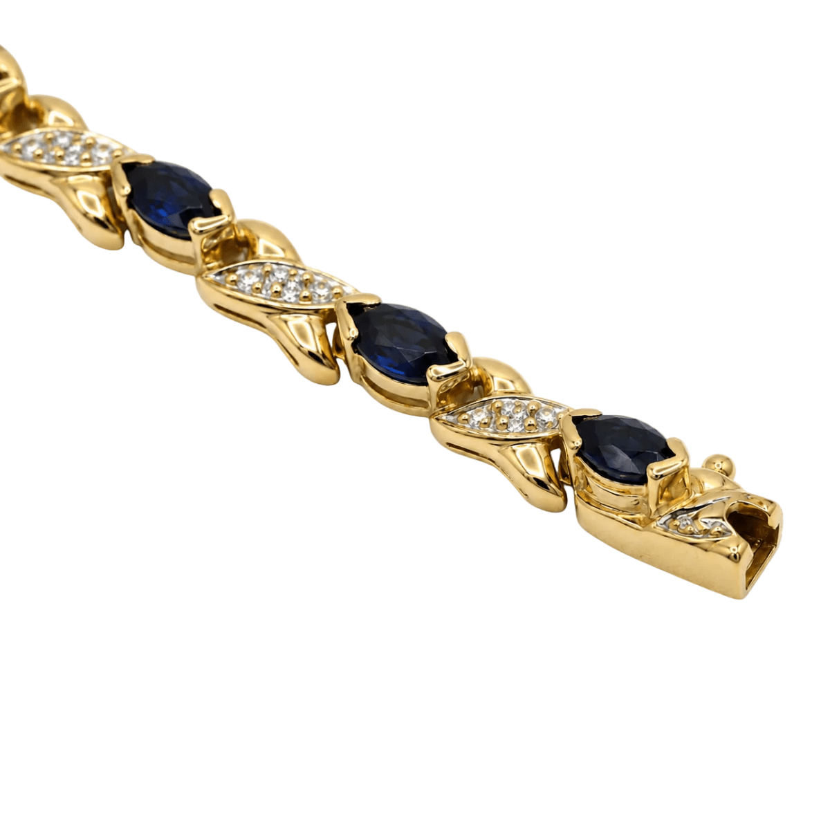 Bracelet Ligne en or jaune, saphirs et diamants - Castafiore